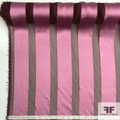 Striped Satin Chiffon Burnout - Pink/Maroon