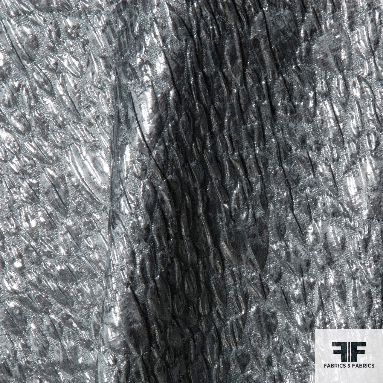 Italian Textured Metallic Lamé Brocade - Silver 6 Italian Textured Metallic Lamé Brocade - Silver - Image 4