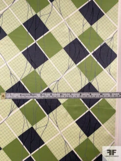 Argyle With Sketch Lines Printed Silk Charmeuse - Mint / Sage / Oliver / Steel Grey 12 Argyle With Sketch Lines Printed Silk Charmeuse - Mint / Sage / Oliver / Steel Grey -Fabrics And Fabrics Store 10002 4