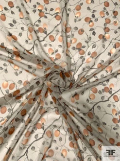 Autumn Peach Tree Printed Silk Chiffon - Hearth Stone / Muted Rust