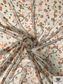 Autumn Peach Tree Printed Silk Chiffon - Hearth Stone / Muted Rust -Fabrics And Fabrics Store 10026 2