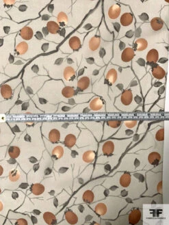 Autumn Peach Tree Printed Silk Chiffon - Hearth Stone / Muted Rust -Fabrics And Fabrics Store 10026 4
