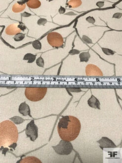 Autumn Peach Tree Printed Silk Chiffon - Hearth Stone / Muted Rust -Fabrics And Fabrics Store 10026 5