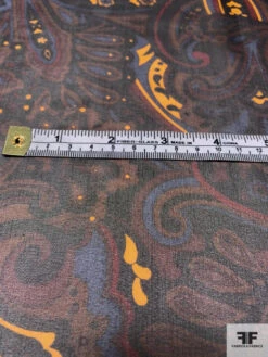 Paisley Leaf Printed Silk Chiffon - Brown / Turmeric / Blue / Maroon 13 Paisley Leaf Printed Silk Chiffon - Brown / Turmeric / Blue / Maroon -Fabrics And Fabrics Store 10027 5