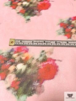 Hazy Floral Bouquets Printed Silk Chiffon - Gentle Pink / Multicolor 12 Hazy Floral Bouquets Printed Silk Chiffon - Gentle Pink / Multicolor -Fabrics And Fabrics Store 10072 5