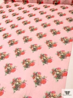 Hazy Floral Bouquets Printed Silk Chiffon - Gentle Pink / Multicolor 13 Hazy Floral Bouquets Printed Silk Chiffon - Gentle Pink / Multicolor -Fabrics And Fabrics Store 10072 6