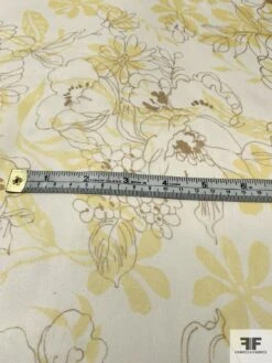 Floral On Floral Printed Silk Chiffon - Butter Yellow / Cream / Brown -Fabrics And Fabrics Store 10076 5