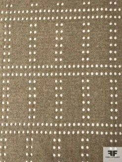 Italian Wool Jersey With Cut Polka Dot Grid - Heather Tan -Fabrics And Fabrics Store 10118 4