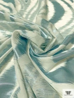 Italian Silk And Lurex Chiffon With Striations And Circles - Metallic Icy Seafoam / Off-White -Fabrics And Fabrics Store 10120 3