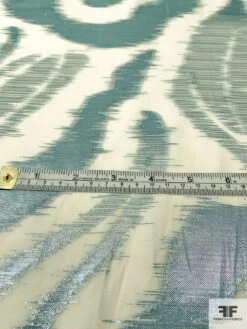 Italian Silk And Lurex Chiffon With Striations And Circles - Metallic Icy Seafoam / Off-White -Fabrics And Fabrics Store 10120 6
