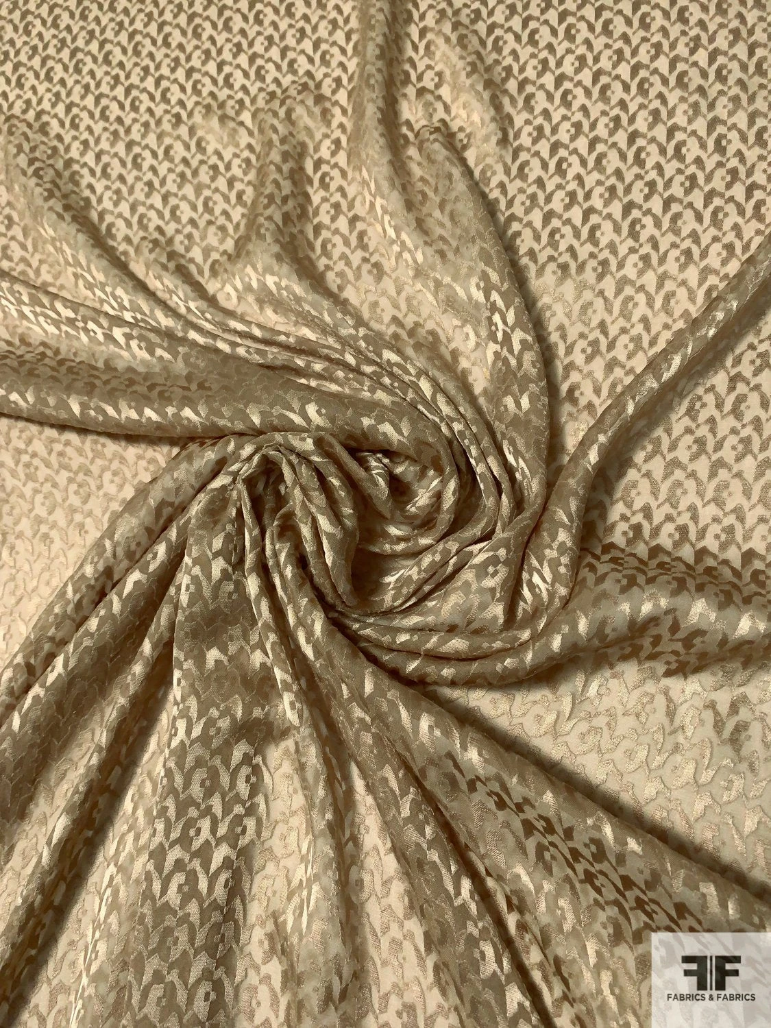 Italian Abstract Burnout Silk Chiffon - Tan 3 Italian Abstract Burnout Silk Chiffon - Tan