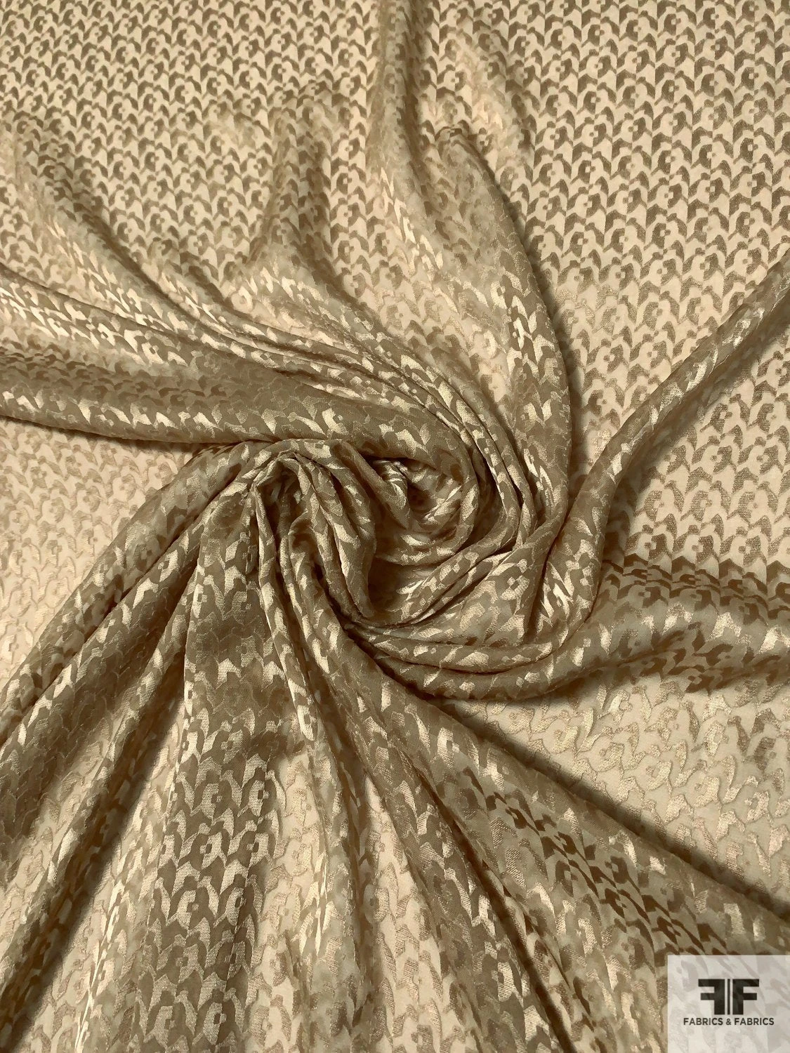 Italian Abstract Burnout Silk Chiffon - Tan 5 Italian Abstract Burnout Silk Chiffon - Tan - Image 3