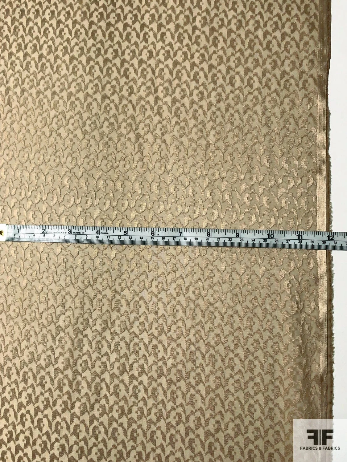 Italian Abstract Burnout Silk Chiffon - Tan 8 Italian Abstract Burnout Silk Chiffon - Tan - Image 6