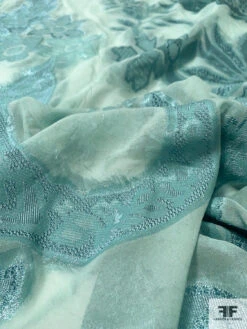 Italian Largescale Paisley Silk Chiffon Fil Coupé With Lurex - Dusty Turquoise 15 Italian Largescale Paisley Silk Chiffon Fil Coupé With Lurex - Dusty Turquoise -Fabrics And Fabrics Store 10162 4
