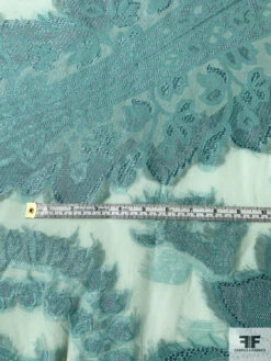Italian Largescale Paisley Silk Chiffon Fil Coupé With Lurex - Dusty Turquoise 17 Italian Largescale Paisley Silk Chiffon Fil Coupé With Lurex - Dusty Turquoise -Fabrics And Fabrics Store 10162 6