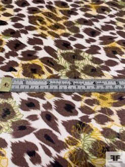 Animal Pattern With Floral Sketch Printed Silk Charmeuse - Brown / Ivory / Yellow / Green -Fabrics And Fabrics Store 10167 6