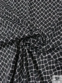 Raindrop Ovals Printed Stretch Cotton Sateen - Black / White -Fabrics And Fabrics Store 10246 2