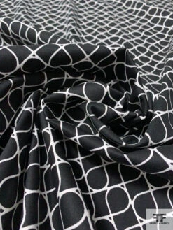 Raindrop Ovals Printed Stretch Cotton Sateen - Black / White -Fabrics And Fabrics Store 10246 3