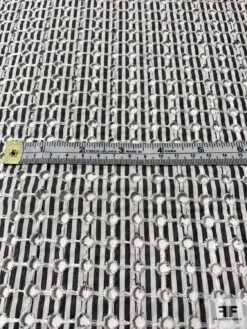 Striped Cotton Shirting With Small Eyelet Circles - Soft Black / Off-White / White 15 Striped Cotton Shirting With Small Eyelet Circles - Soft Black / Off-White / White -Fabrics And Fabrics Store 10247 6