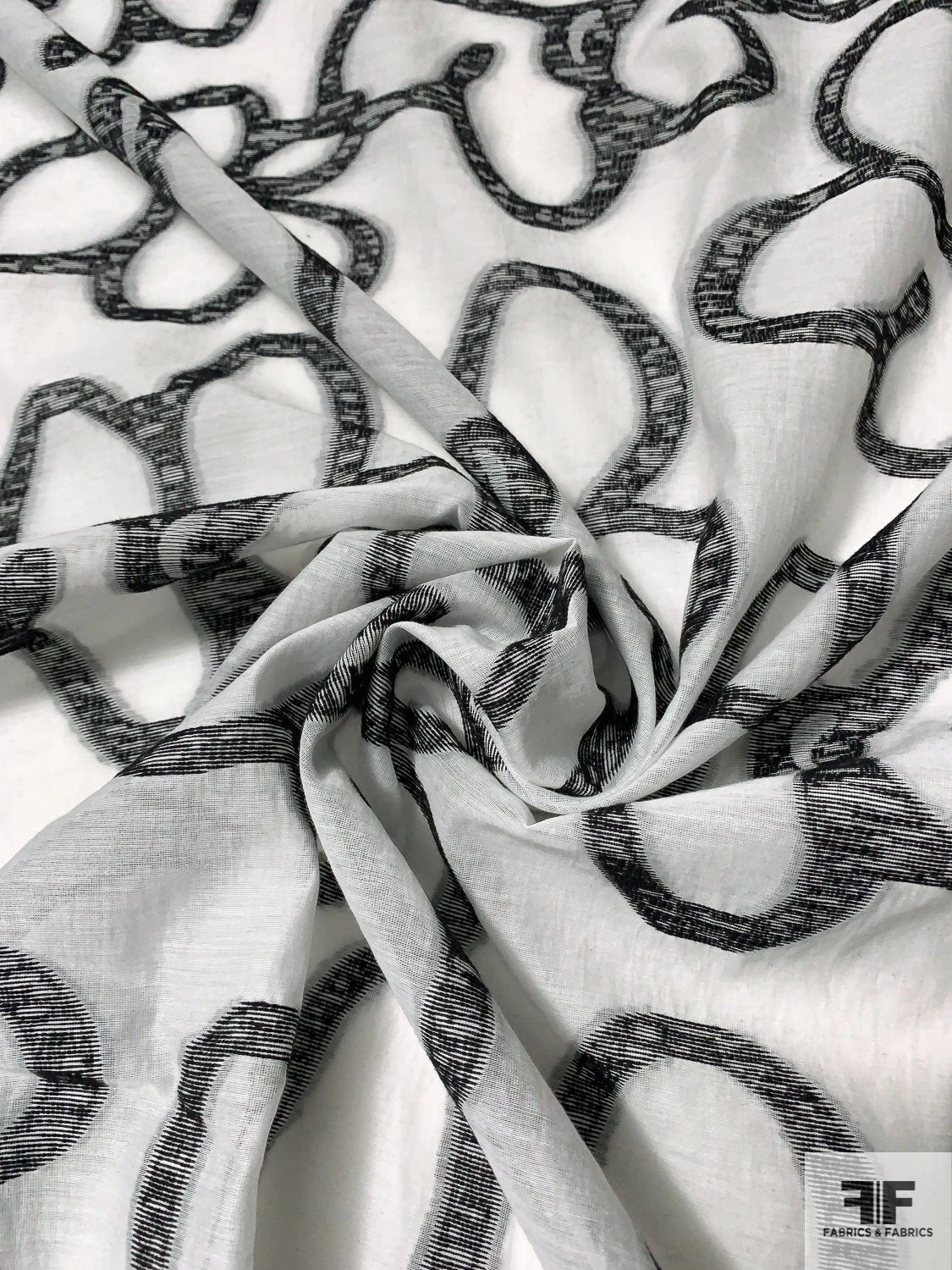 Italian Groovy Large-Scale Floral Fil Coupé Cotton Voile - Black / White 4 Italian Groovy Large-Scale Floral Fil Coupé Cotton Voile - Black / White - Image 2