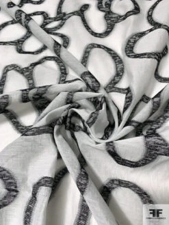 Italian Groovy Large-Scale Floral Fil Coupé Cotton Voile - Black / White 12 Italian Groovy Large-Scale Floral Fil Coupé Cotton Voile - Black / White -Fabrics And Fabrics Store 10248 2