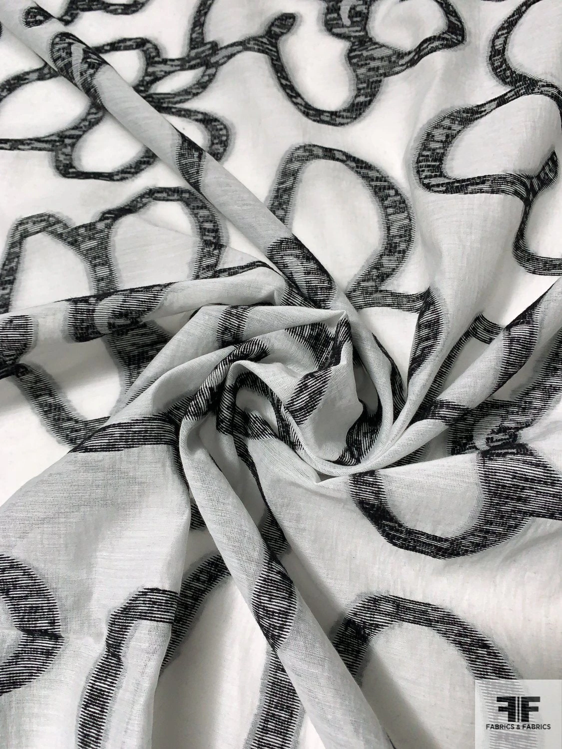 Italian Groovy Large-Scale Floral Fil Coupé Cotton Voile - Black / White 5 Italian Groovy Large-Scale Floral Fil Coupé Cotton Voile - Black / White - Image 3