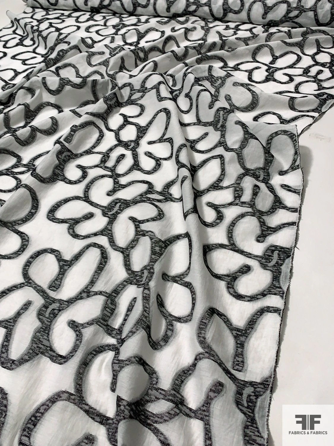 Italian Groovy Large-Scale Floral Fil Coupé Cotton Voile - Black / White 3 Italian Groovy Large-Scale Floral Fil Coupé Cotton Voile - Black / White