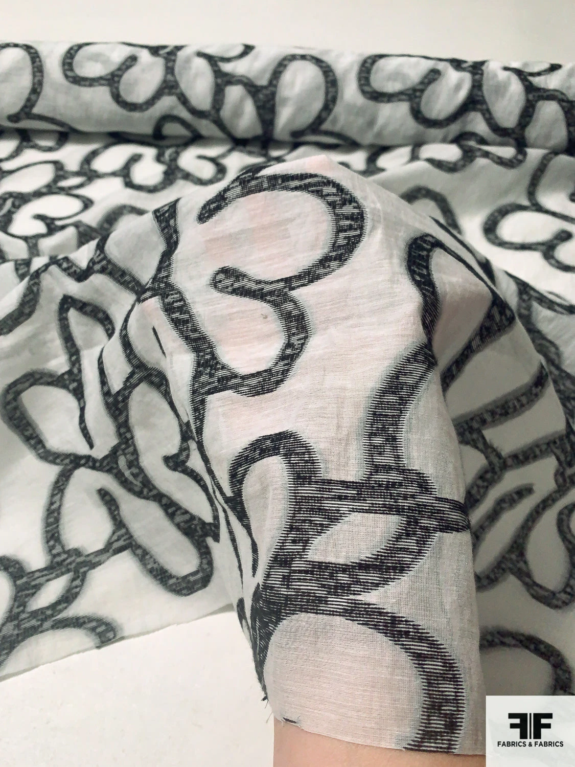 Italian Groovy Large-Scale Floral Fil Coupé Cotton Voile - Black / White 10 Italian Groovy Large-Scale Floral Fil Coupé Cotton Voile - Black / White - Image 8