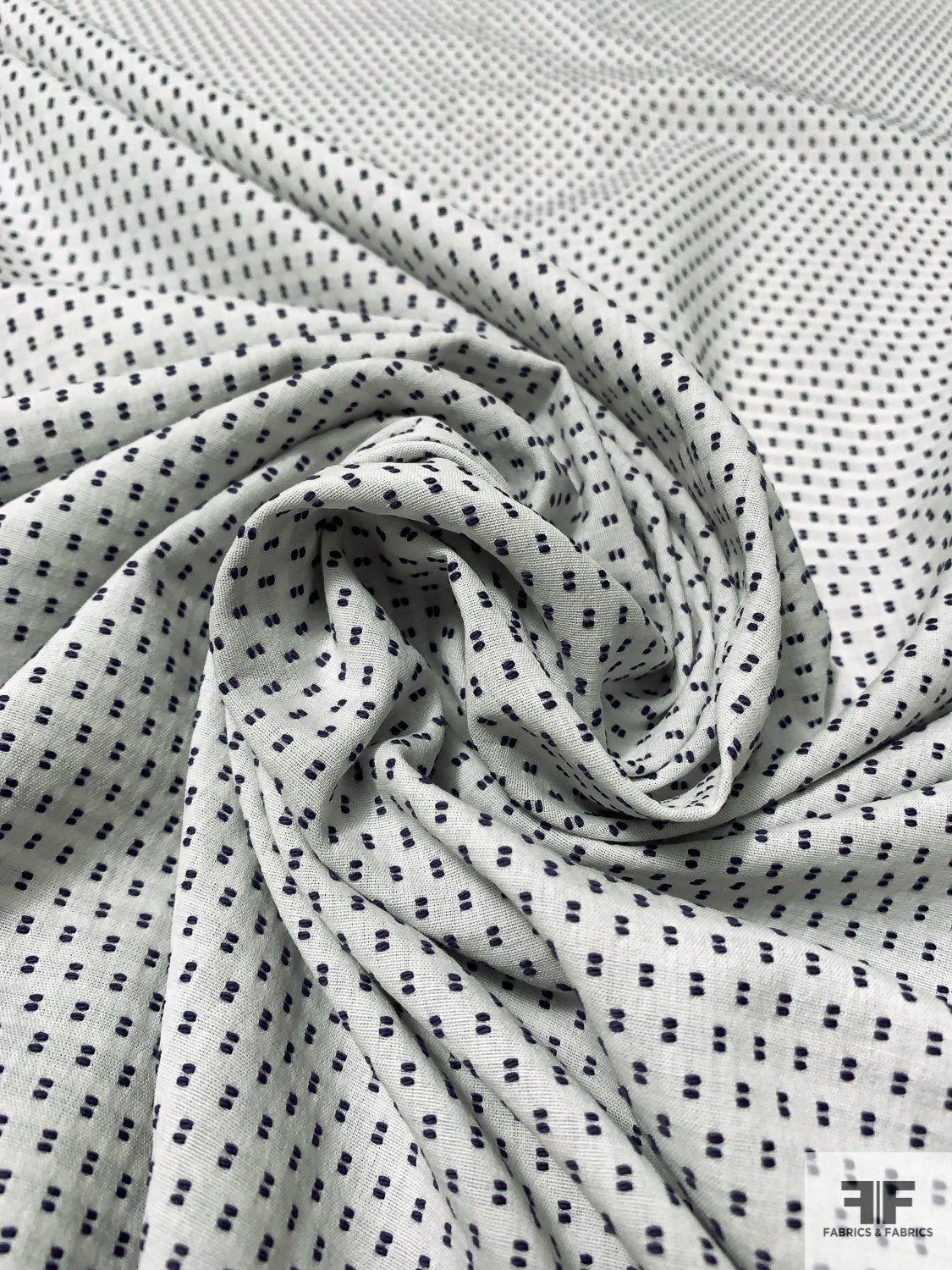 Dot Stitched Cotton Shirting - Off-White / Dark Purple 3 Dot Stitched Cotton Shirting - Off-White / Dark Purple