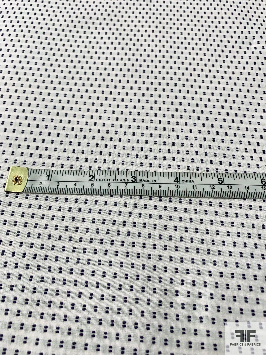 Dot Stitched Cotton Shirting - Off-White / Dark Purple 9 Dot Stitched Cotton Shirting - Off-White / Dark Purple - Image 7