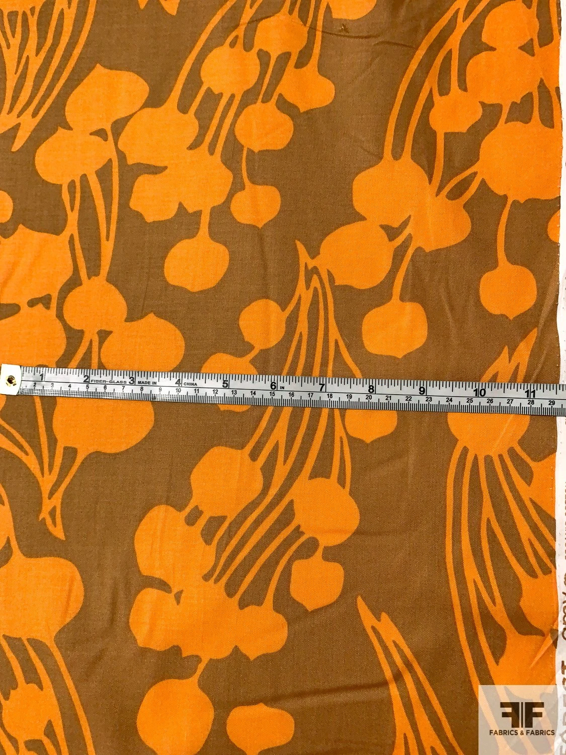 Streaming Floral Stems Silhouette Printed Organic Cotton Lawn - Caramel / Orange 8 Streaming Floral Stems Silhouette Printed Organic Cotton Lawn - Caramel / Orange - Image 6