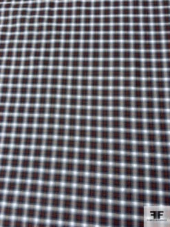Hazy Plaid Cotton Shirting - Navy / Burnt Orange / White -Fabrics And Fabrics Store 10264 4