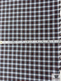 Hazy Plaid Cotton Shirting - Navy / Burnt Orange / White -Fabrics And Fabrics Store 10264 5