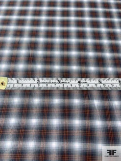 Hazy Plaid Cotton Shirting - Navy / Burnt Orange / White -Fabrics And Fabrics Store 10264 6