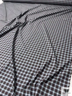 Hazy Plaid Cotton Shirting - Navy / Burnt Orange / White -Fabrics And Fabrics Store 10264 7