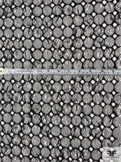 Lace Stitched On Circles Embroidered Cotton Eyelet - Black / Off-White -Fabrics And Fabrics Store 10266 5