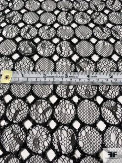 Lace Stitched On Circles Embroidered Cotton Eyelet - Black / Off-White -Fabrics And Fabrics Store 10266 6