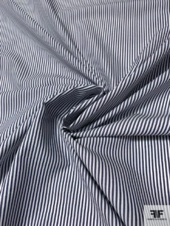 Vertical Striped Yarn-Dyed Cotton Shirting - Postal Blue / White -Fabrics And Fabrics Store 10267 2