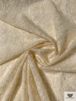 Floral Vine Embroidered Fine Cotton Mesh - Cream 12 Floral Vine Embroidered Fine Cotton Mesh - Cream -Fabrics And Fabrics Store 10393 1