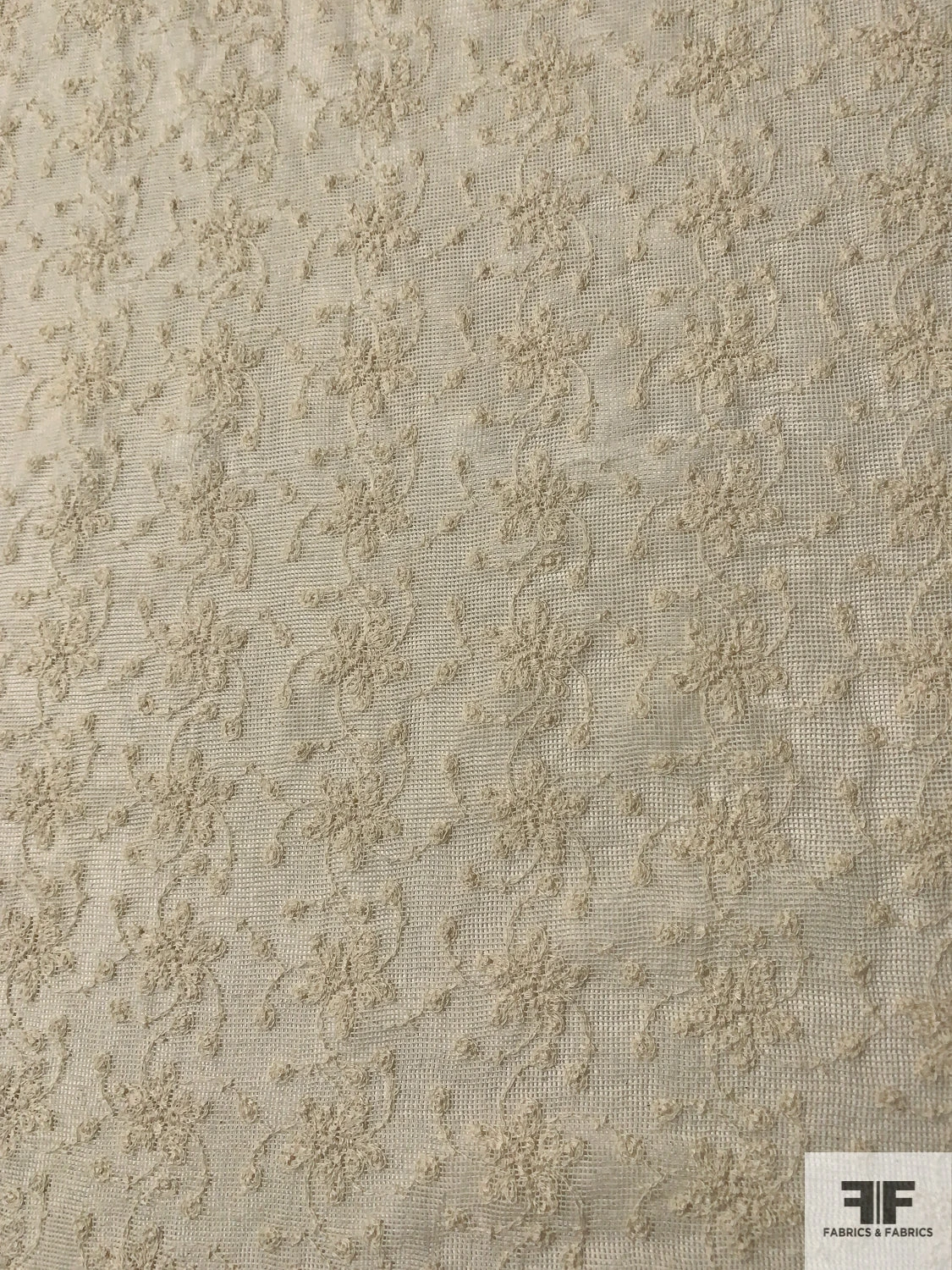 Floral Vine Embroidered Fine Cotton Mesh - Cream 3 Floral Vine Embroidered Fine Cotton Mesh - Cream
