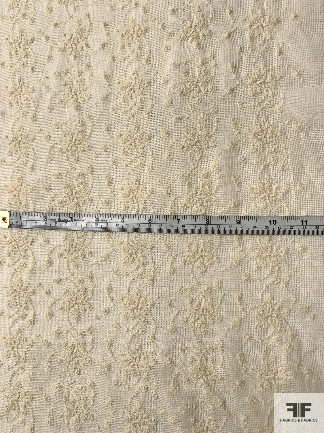 Floral Vine Embroidered Fine Cotton Mesh - Cream 7 Floral Vine Embroidered Fine Cotton Mesh - Cream - Image 5