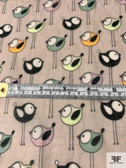 Playroom Birds Printed Cotton Voile - Taupe / Black / Multi 16 Playroom Birds Printed Cotton Voile - Taupe / Black / Multi -Fabrics And Fabrics Store 10563 6