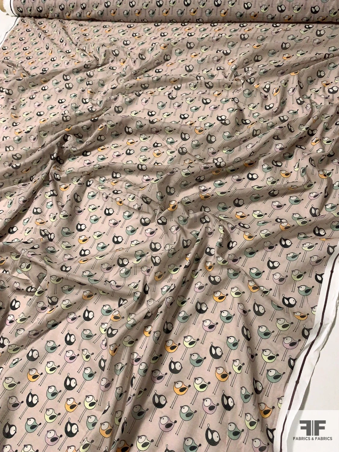 Playroom Birds Printed Cotton Voile - Taupe / Black / Multi 10 Playroom Birds Printed Cotton Voile - Taupe / Black / Multi - Image 8