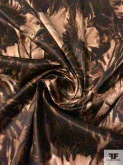 Wild Floral Stretch Shiny Cotton Satin - Shades Of Brown