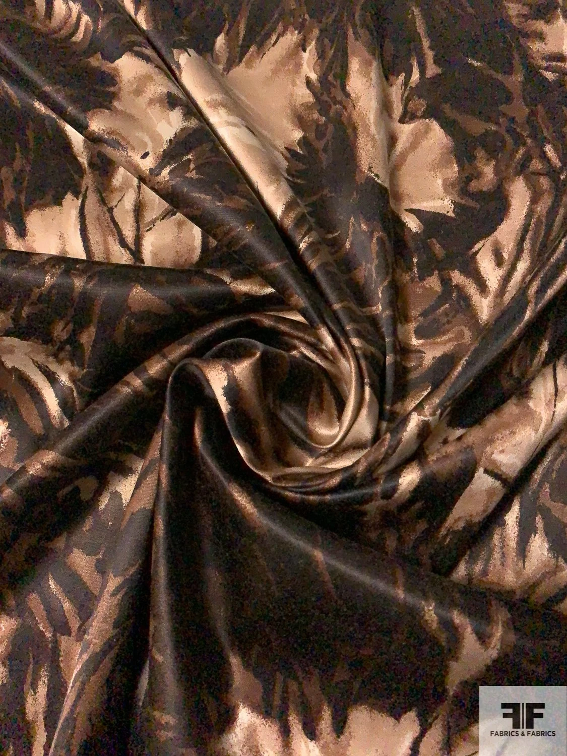 Wild Floral Stretch Shiny Cotton Satin - Shades Of Brown 5 Wild Floral Stretch Shiny Cotton Satin - Shades Of Brown - Image 3