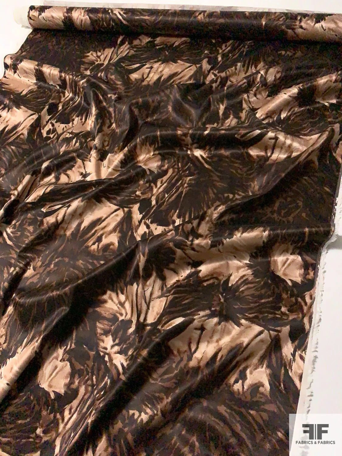 Wild Floral Stretch Shiny Cotton Satin - Shades Of Brown 4 Wild Floral Stretch Shiny Cotton Satin - Shades Of Brown - Image 2