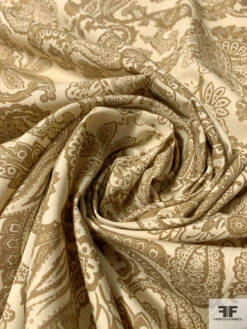 Paisley Printed Cotton Poplin - Tan / Beige 12 Paisley Printed Cotton Poplin - Tan / Beige -Fabrics And Fabrics Store 10664 3