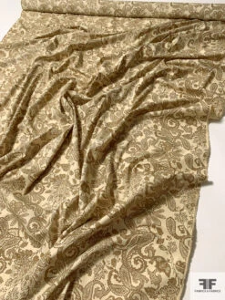 Paisley Printed Cotton Poplin - Tan / Beige 15 Paisley Printed Cotton Poplin - Tan / Beige -Fabrics And Fabrics Store 10664 7