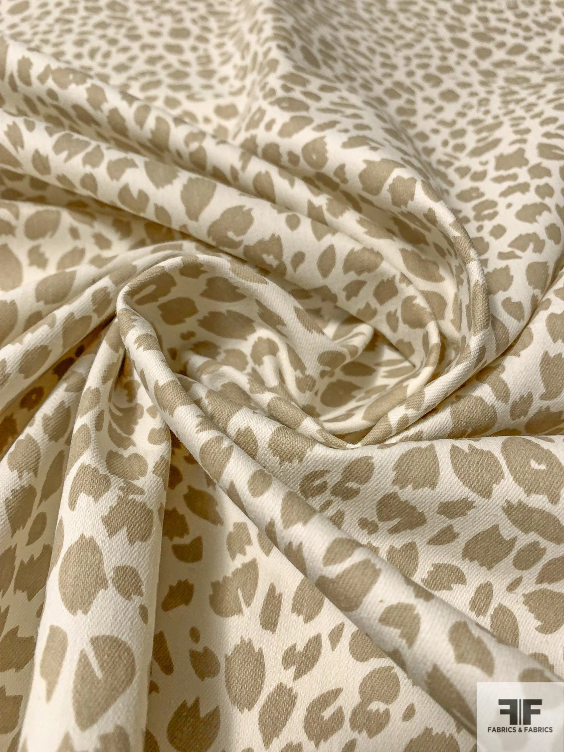 Cheetah Printed Cotton Twill - Ecru / Ivory 4 Cheetah Printed Cotton Twill - Ecru / Ivory - Image 2