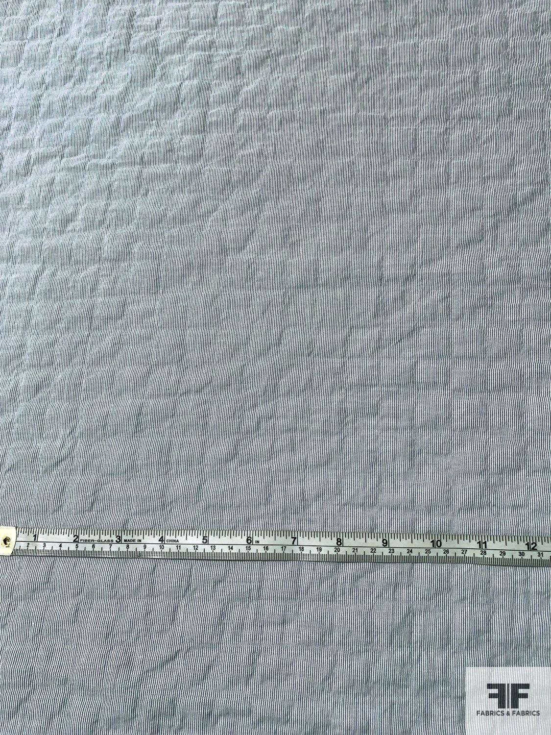 Japanese Micro-Striped Plisse Cotton Shirting With Fused Backing - Blue / Off-White 7 Japanese Micro-Striped Plisse Cotton Shirting With Fused Backing - Blue / Off-White - Image 5